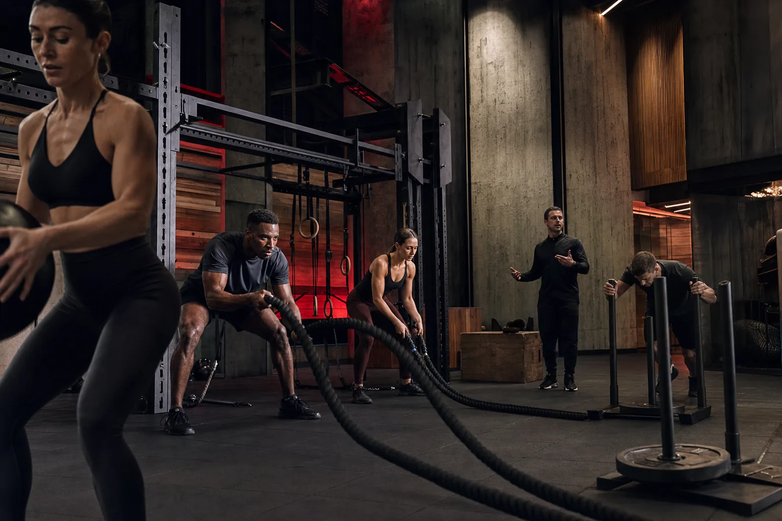 Functional training class on the club floor